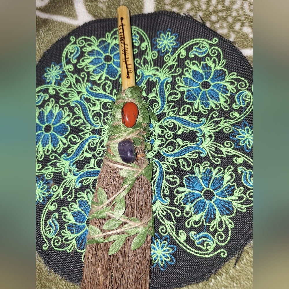 Decorative/Ritual Mini Besom with Gemstones